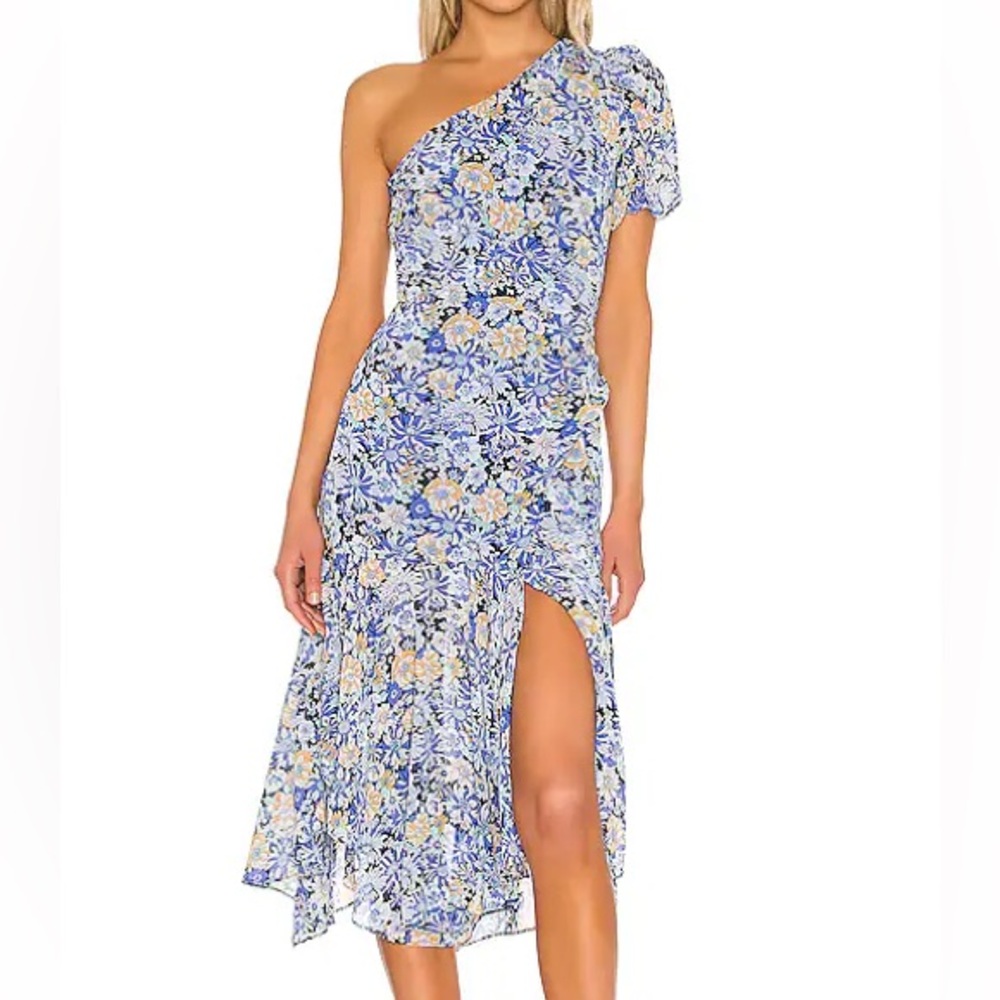 ASTR the Label midi floral print blue dress